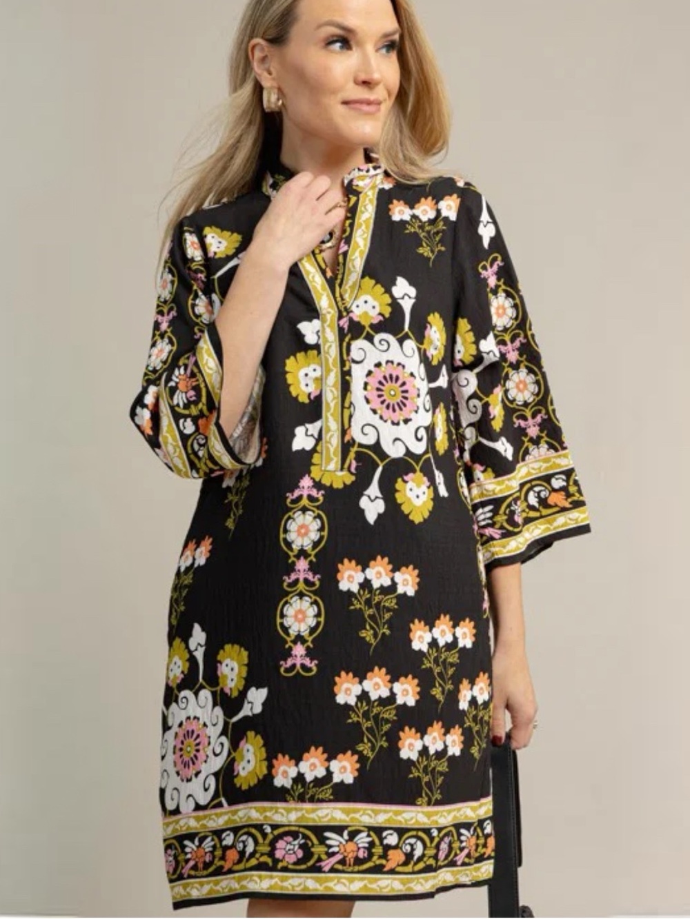THML Holland Floral Dress, Black